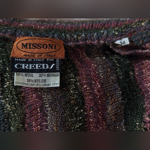 Vintage Missoni wool and mohair cardigan. Jewel tone leaf knit. "Missoni. Made f - Picture 3 of 15
